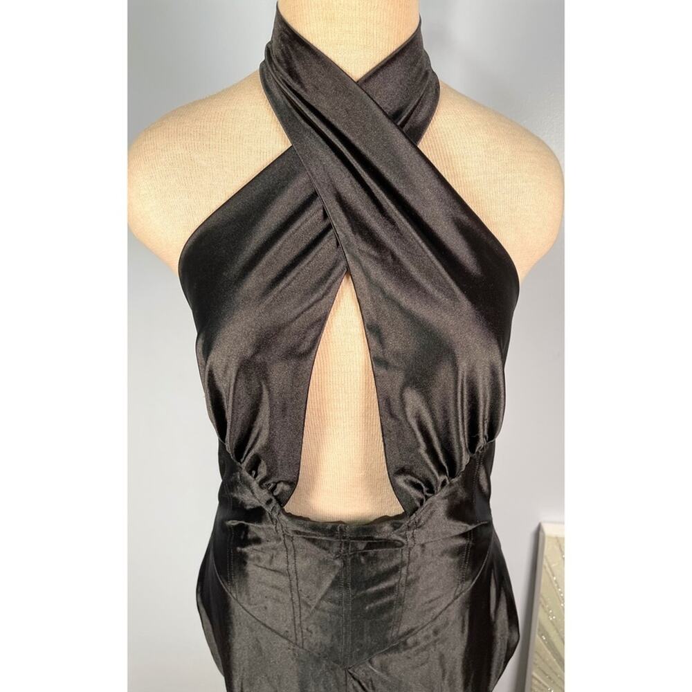 Retrofete Charity Halter Neck Bodycon Black Maxi Gown Size Large - Picture 8 of 15